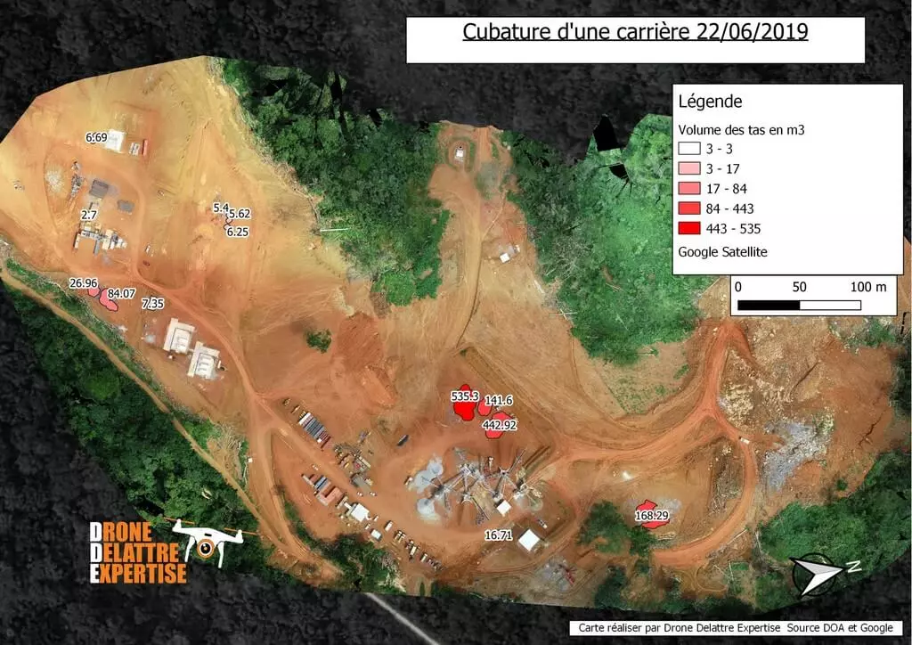 DRONE DELATTRE EXPERTISE - Topographie par drone - Orthophotographie cubature d'une carrière d'excavation